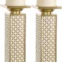Creative Scents Schonwerk Diamond Lattice Pillar Candle Holders, Set of 2 Centerpiece Table Decorations Home Decor for Dining/Living Room