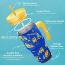 SANDJEST Construction Tumbler 20oz with Handle and Silicone Straw Lid for Kid, Insulated Stainless Steel Cup, Gift for Kids Boys, Gifts Idea for Birthday Christmas Back to School