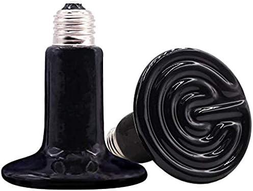 CTKcom 2-Pack 200W Reptile Ceramic Heat Lamp,E27 110V Infrared Heat Emitter Bulb,No Harm No Light Infrared Heat Emitter Brooder Lamp for Pet Coop Heater Reptile Chicken Turtle Heating Light Lamp,Black