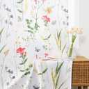 youleyar Floral Curtains 84 Inches Long for Living Room 2 Panels Printed Pattern Curtain Rod Pocket Spring Summer Watercolor Flowers/Leaves Window Drapes for Girls Bedroom, 52" W x 84" L