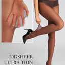 MERYLURE Sheer Black Tights for Women T-Crotch 20D Ultra Thin Pantyhose High Waist Stockings Reinforced Toes 2 Pairs (Black, M)