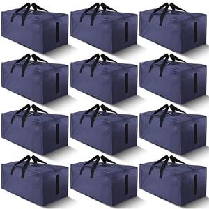 HOMESURE 9 Pack Large Strong Moving Bags with Zippers & Carrying Handles - Water-Resistant - Heavy Duty Storage Tote for Space Saving, Fold Flat, Alternative to Moving Box (Blue)