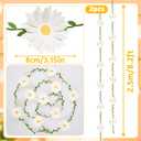 3D Daisy Flower Garland (2PCS) Flower Banner Wildflower Party Decorations Leaves Banner Paper Flower Spring Wedding Backdrop Decor