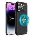 Hitaoyou iPhone 13 pro Case with Camera Cover,Magnetic Case for iPhone 13 pro 6.1" [Support Magsafe Charger], Slim Fit Thin Polycarbonate Protective Shockproof Cover with Slide Camera Cover Black