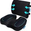 QUTOOL Orthopedic Seat Cushion and Lumbar Support Pillow for Office Chair & Car, Memory Foam with Washable Cover Ergonomic Desk Chair Cushion for Tailbone, Lower Back Pain, Sciatica Relief