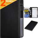 Server Books for Waitress - Leather Waiter Book Server Wallet with Zipper Pocket, Cute Waitstaff Organizer with Money Pocket Fit Waitress ApronClassic Black