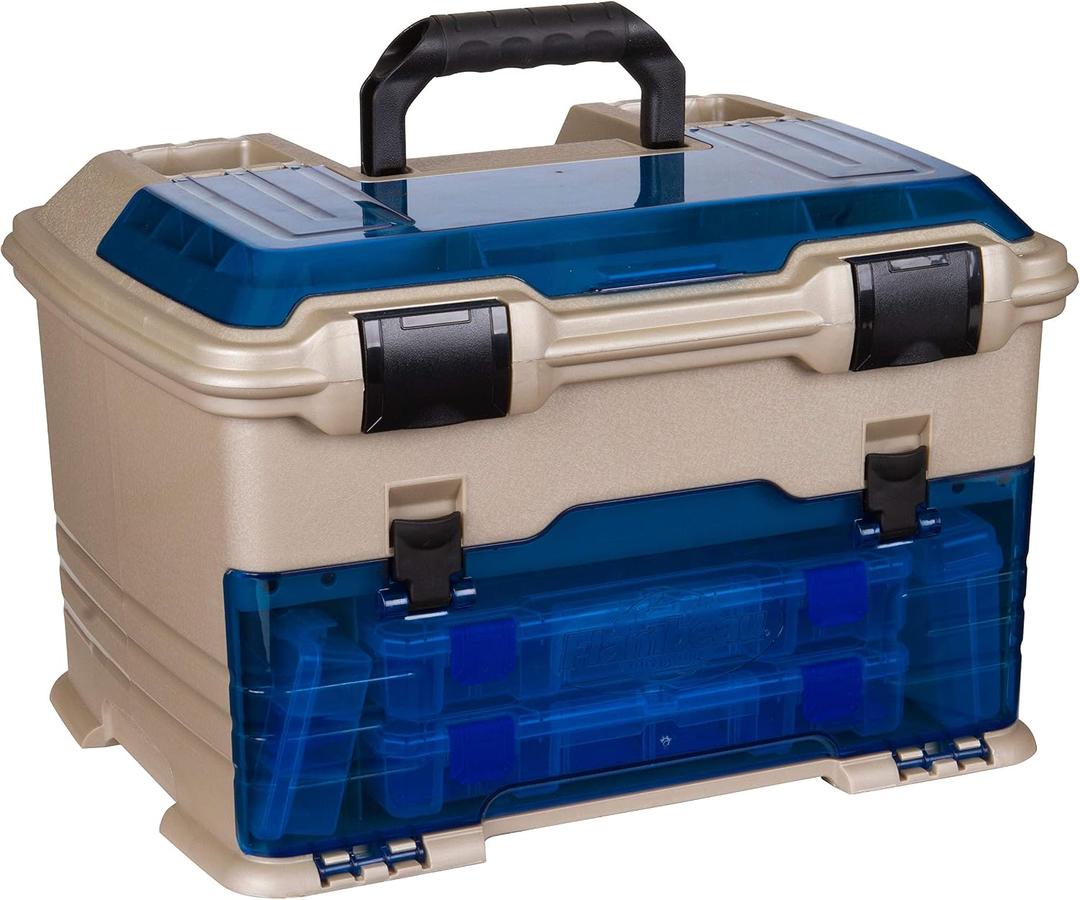 Flambeau Outdoors T5P Pro Multiloader Tackle Box, 7 Tuff Tainers, Blue Gold
Hard tackle station with 7 Zerust Tuff Tainers, bulk top compartment, 7 lid compartments, 6 line ports, 18 x 11.4in