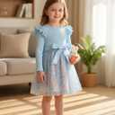 4T Toddler Girl Easter Clothes Bunny Rabbit Egg Dress Holiday Clothing Blue