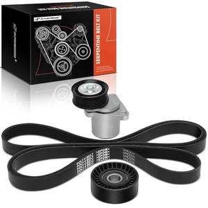A-Premium Engine Serpentine Belt Drive Kit with Tensioner & Idler Pulley Compatible with Ford Focus 2007-2011, Transit Connect 2010-2013 - DOHC L4 2.0L, Gas, Naturally Aspirated