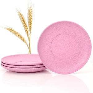 Wheat Straw Plates - Set of 4 - Small Plates 6 inch Lightweight Reusable Wheat Straw Dinnerware - BPA Free & Eco-Friendly - Wheat Dishes