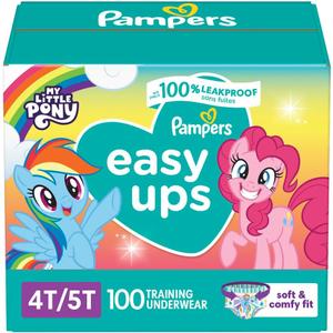 Pampers Training Pants - Easy Ups Girls & Boys - Size 4T-5T, 100 Count, My Little Pony Potty Underwear (Packaging May Vary)