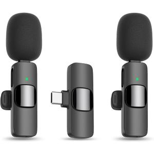 MAYBESTA Wireless Lavalier Lapel Microphone for iPhone 15 Series/Android/Laptop - Bluetooth Mini Phone Microphones for Video Recording - 2 Clip on Mics with USB C Interface for Tiktok YouTube Vlog