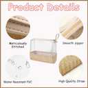 RSRSLEII Boho Small Clear PVC Waterproof Makeup Bag with handle, Transparent Zipper Cosmetic Bag for Travel, Beach Bag for Sun screen Skincare (02 Beige-1)