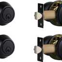 Exterior Door Lock Set with Deadbolt, Single Cylinder Deadbolt Lock and Door Knob Set, Keyed Alike Door Locks for Front Door, Matte Black Door Knob and Deadbolt Set(2Pack Set)