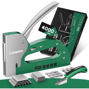 Heavy Duty 4 in 1 Staple Gun Larger Size, Effortless Operation - 1080 Force Adjustment, Stapler Gun for Upholstery, Carpentry, Wood, Fabric, Furniture, Wall & DIY with Remover & 4000 Staples