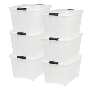 IRIS USA, Inc. TB-56D 53 Quart Stack & Pull Box, Multi-Purpose Storage Bin, 6 Pack