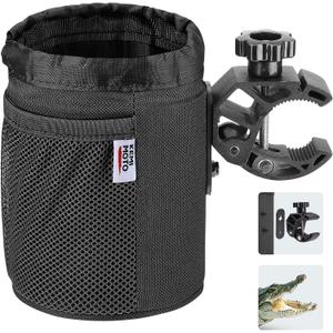 KEMIMOTO Motorcycle Cup Holder, Oxford Fabric Motorcycle Drink Holder with 0.6"-1.5" Alligator Clamp, Universal Water Bottle Cup Accessories for Bike, ATV/UTV, Scooter, Boat, Walker