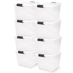 HOMZ Secure Latch, Clear Plastic Storage Organizer Bins, 31 Quart, 2 Pack Heavy-Duty Stackable Containers, Large Organizer Box for Homes, Offices, and Garages