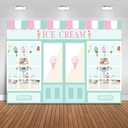 Mocsicka Ice Cream Shoppe Backdrop Sweet Shoppe Girl Birthday Background Ice Cream Palor Dessert Shop Birthday Party Decoration Banner Photo Booth Props (7x5ft)