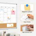 Dry Erase Calendar Whiteboard for Wall, 24"x18" Magnetic Monthly White Board Cork Board Combo, Double Sided, Aluminum Frame, Wall Hanging Wipe Board for Home, Office, School, Dorm