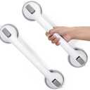 Shower Grab Bars 2 Pack Suction Cup 16 Inch Shower Grab Bars for Bathtubs and Showers, Bathroom Safety Grip No Drilling Waterproof, Heavy Duty Shower Handrails for Seniors and Elderly
