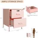 Steehoom Metal Nightstand with Lock, 2 Drawer End Side Table, Lockable Storage Cabinet Kids Cabinet for Living Room, Bedroom, Dorm, 21.26”H X 15.75”W X 15.75”D (2 Drawer, Pink), 15.75" X 15.67" X 21.26"