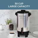 West Bend Coffee Urn Highly-Polished Aluminum Features Automatic Temperature Control with Cup Per Minute Brewing and Easy Clean Up Includes In-Basket Measuring Guide and Ready Light, 30-Cup, Silver