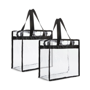 Juvale Clear Stadium Approved Bags - 12x6x12 Large Transparent Tote Bags with Zippers and Handles