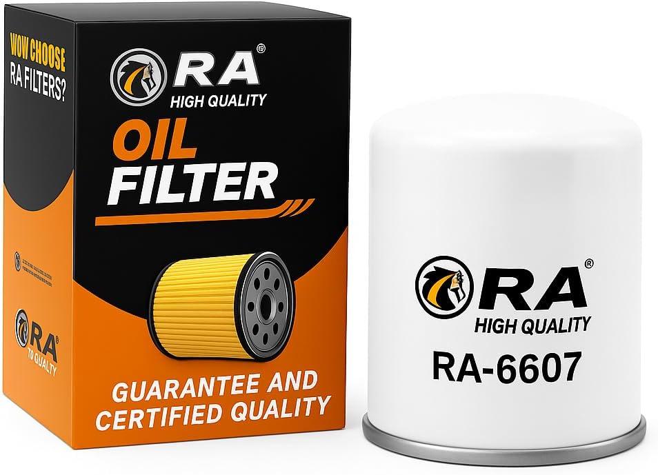 RA-6607 Engine Oil Filter Compatible with Nissan Altima, Rogue, Sentra, Versa, Maxima, Infiniti Q50 Q60 QX50 QX60, Mazda 3 CX-5 MX-5 Miata, Subaru Forester Impreza Outback