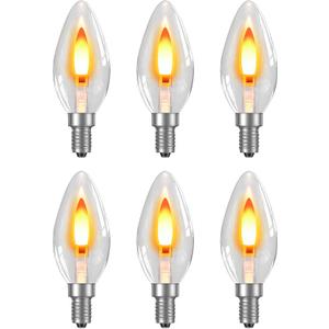 Hompavo Christmas Decorations, LED Flame Light Bulbs, Flickering Lights with Realistic Flame Effect for E12 Candelabra Base, Perfect for Chandeliers, Wall Sconces, Home Indoor Outdoor - 6 Pack
