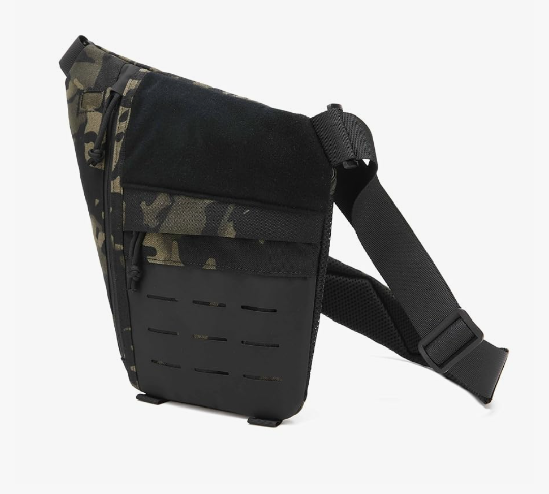 Tactical Shoulder Chest Bag Personal Pocket Pack for Men Crossbody Sling Daypack Anti-Thief Conceal Carry gun Bag, Black Camouflage