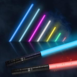 Lightsaber 2 Pack RGB 15 Colors Metal Hilt FX Light Saber attery Rechargable 2-in-1 Double-Bladed FX Dueling Light Saber Cosplay Toy 3 Sound Mode Light Sword Forge, Medium