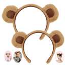Beviliu Bear Ears Headband, 2 Pack Adult Women's Headbands Face Wash Headband Bear Costume Decoration Suitable for Cosplay