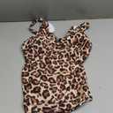 Yonique Women's Tankini Top Only Tummy Control Bathing Suit Top Ruffle Swimsuit Top V Neck Swim Tank Top No Bottom, Size large, Leopard