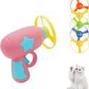 Andiker Cat Fetch Toy, Interactive Kitten Flying Disc Launcher Toy with 5 Colorful Flying Propellers for Cat Enrichment, Flying Saucer Toy for Cats for Training and Chasing (Pink)
