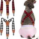 Pet Soft Dog Suspenders 2 Pieces Female Dog Diaper Suspenders for Dogs Diaper Keeper Suspender for Dogs Skirt, Dogggy Dress (Plaid, S/M)