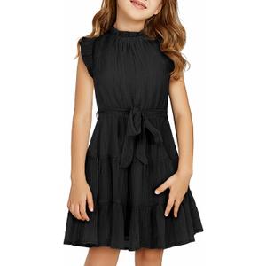 blibean Tween Girls Elegant Dresses Kids Summer Ruffle Sleeve Dress Size 8-9 Years Old