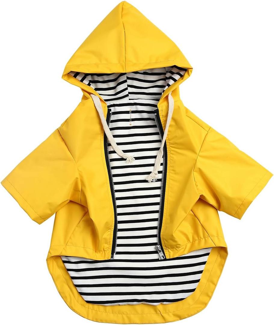 Dog Raincoat rain Jacket Raincoat Dogs Waterproof Small Medium Breeds Zip Closure Storage Pocket Harness Hole Yellow, Medium