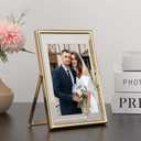 Gold 5x7" Floating Frame 2pack for Photo Sizes(3.5x5'',4x6'')for Adjustable Tabletop/Shelf Photo Frame,4x6'' Classy Gift floating frames for Wedding,Christmas,Birthady,Home or Office Decor.