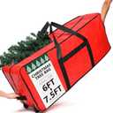HOMEST Christmas Tree Storage Bag, Fits for 6/7.5 ft Xmas Artificials, Zippered Bag with Reinforced Carrying Handles and Wheels, Red (Bag Only)