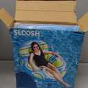 Sloosh Inflatable Pool Float Lounger - River Tube Floating Chair Sofa with Big Backrest, Blow Up Floaties Lake Raft Lounge with Mesh Bottom Handle Cup Holder Pool Party Toys for Adults (Blue Yellow)