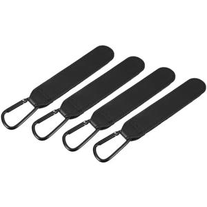 uxcell 2 Pack Shopping Cart Hooks, Leather Adjustable Straps for Trolleys, Backpacks Wheelchairs, Shopping Carts, Black