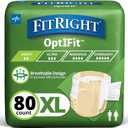 FitRight Adult Diapers, Extra Heavy Absorbency, XL (Waist Size 56in-64in), 80 Count, OptiFit Incontinence Briefs for Men and Women, Disposable, Moisture Wicking, Leak Protection,