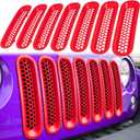 7PCS Front Grill Mesh Inserts for Jeep Wrangler JK JKU Unlimited 2007 2008 2009 2010 2011 2012 2013 2014 2015 2016 2017 2018 Grille Guard Cover Trim Clip-in Exterior Accessories (Matte Red)