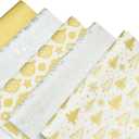 100 Sheets Christmas Metallic Gold Silver Tissue Paper Bulk, Xmas Tree, Jingle Bell, Polar Bear, Reindeer, Snowflake Gift Wrapping Paper for Gift Bag, Winter New Year Decoration Gift Packaging 20x14''