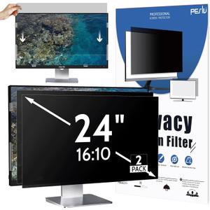 [2 Pack] 24 Inch Privacy Screen for Computer Monitor 16:10 Aspect Ratio, Eye Protection Anti Blue Light Glare Shield, 24inch Removable Black Blackout Anti Spy Desktop Security Private Filter (2 Pack for 24 Inch 16:10 Aspect)