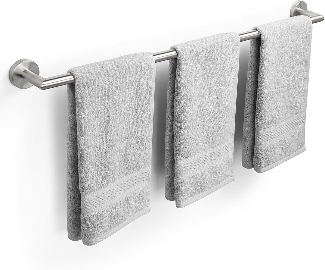 JunSun Towel Bar 30 Inch Bathroom Towel Rack Heavy Duty Bath Towel Holder Modern Towel Rod Brushed Silver Towel Hanger Bathroom Accessories Silver Towel Rail Stainless Steel Single Bar Brushed Nickel