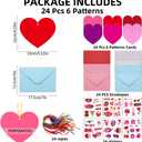 2 x 24 Pack Valentine's Day Heart Craft Kits Valentine DIY Heart-Shaped Card Kits with Stickers and Envelopes Valentine Day Hanging Multicolor Hearts Crafts