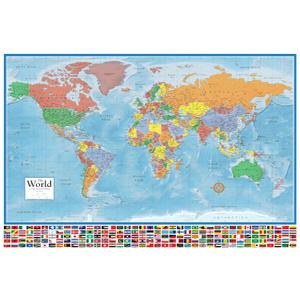 24x36 World Classic Elite Wall Map Laminated Flags of the World
