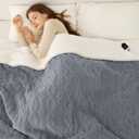 Electric Blanket Full Size 72"X84" Blue - Soft Thick Warm Sherpa Heated Blanket for Winter with 6 Fast Heating Levels & 10hrs LED Timer Auto Off for Women, Overheating Protection for Home